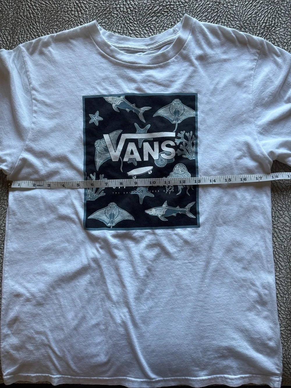 Vans White Tee with Black Ocean Graphic